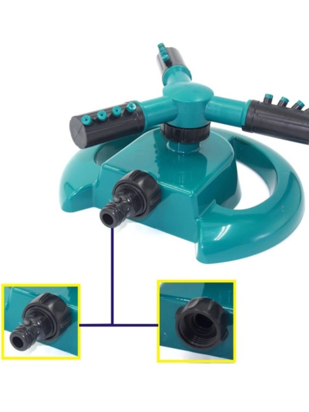 Lot of 2 360° Rotating Lawn Sprinklers 3 Arm Adjustable Garden Sprayers - Picture 9 of 13